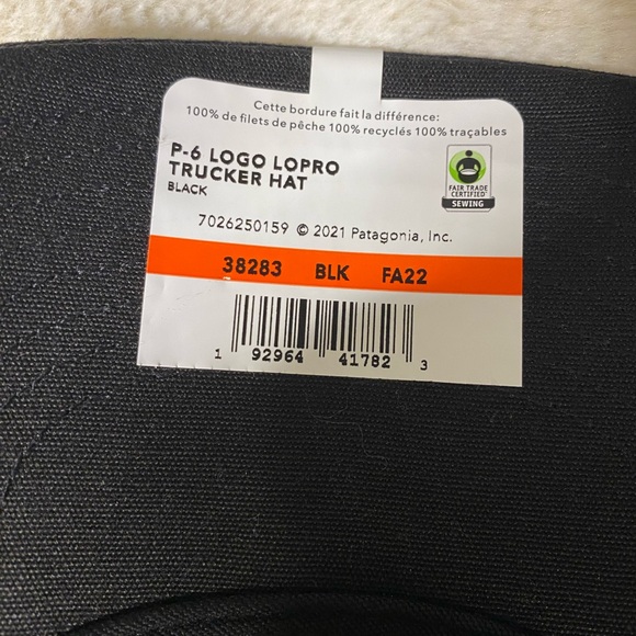 Patagonia Black P-6 Logo LoPro Netted Trucker Hat NEW Adjustable Organic Cotton - Picture 10 of 10